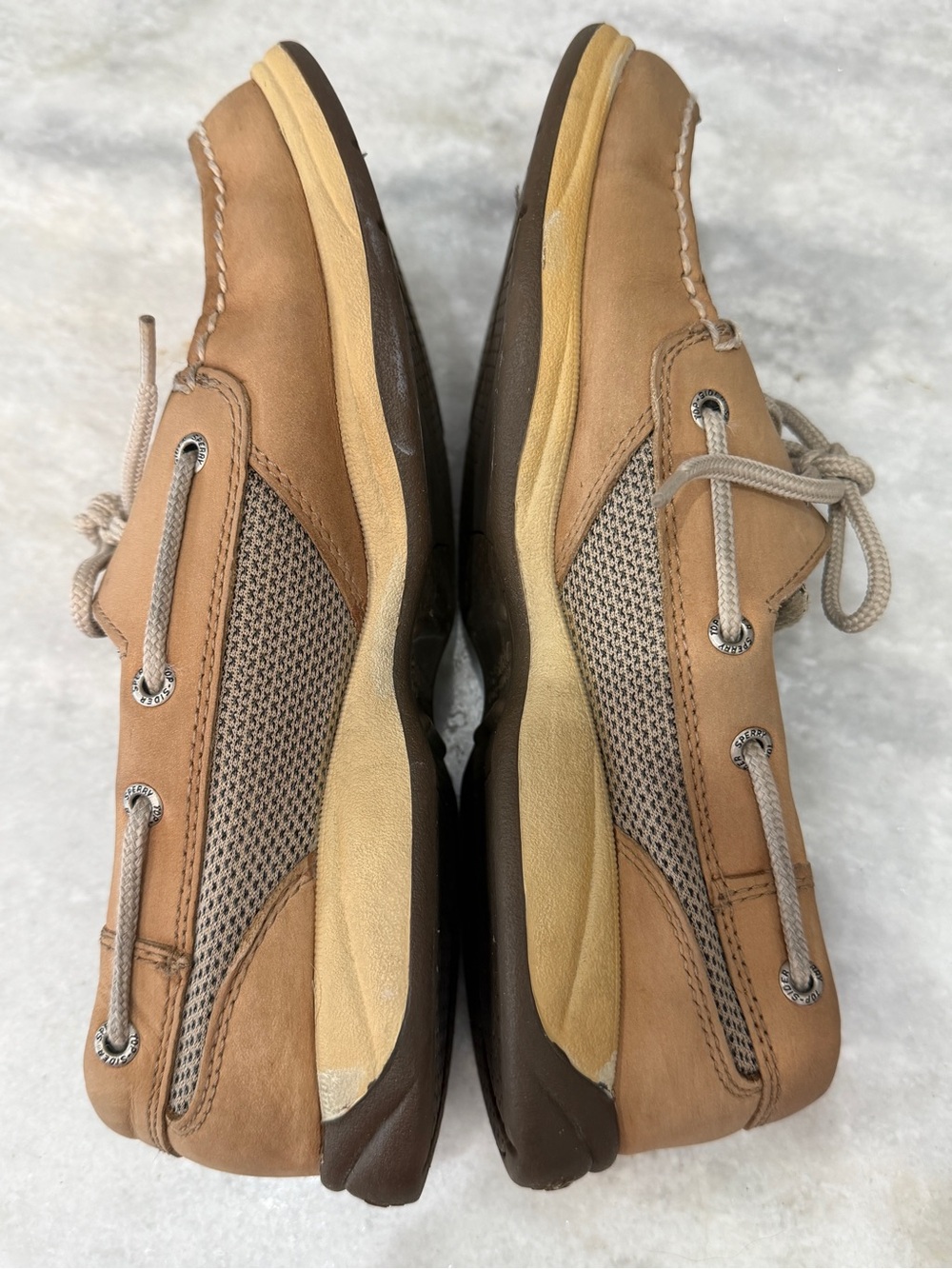 Women’s Sperry Top-Sider Intrepid Tan Leather Boat Shoes Size 8 - Picture 7 of 9